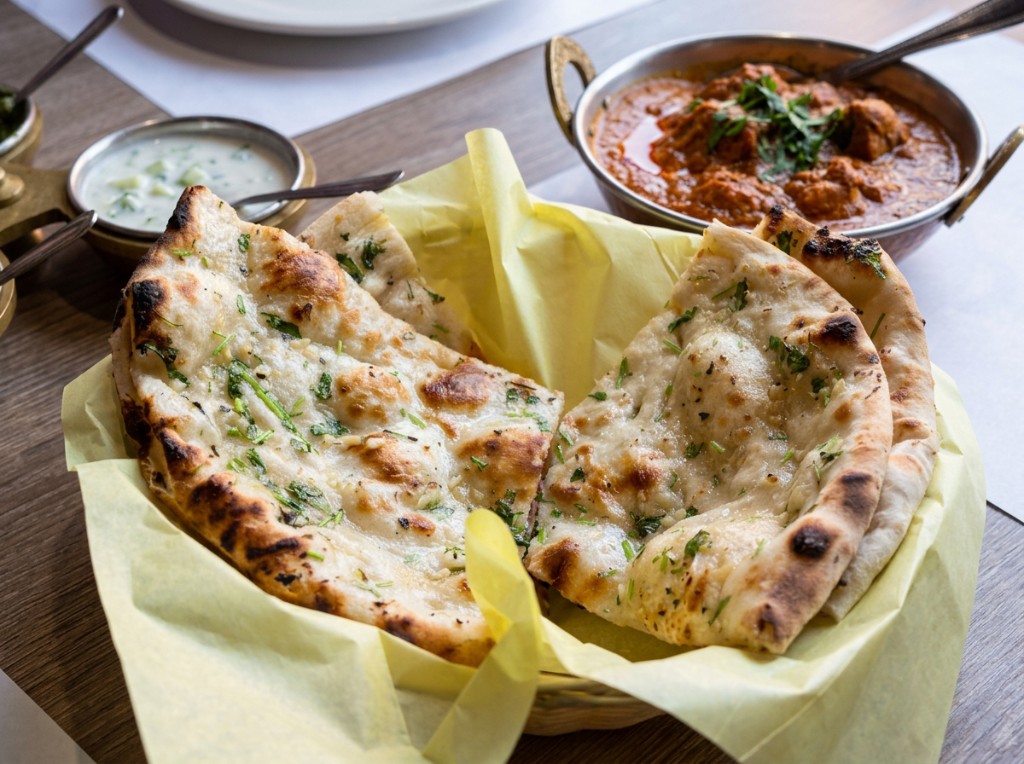 Fresh garlic naan from the tandoor